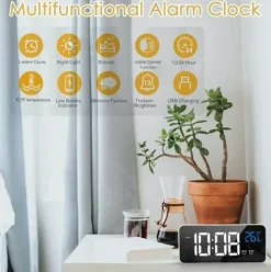 * Abcrital Reveil Numerique Led, Reveil Numerique Horloge De Bureau Miroir Reveil De Voyage Rechargeable Usb Avec 2 Alarmes/Snooze/Temperature> Accessoire Pour Tondeuse Et Autoportée