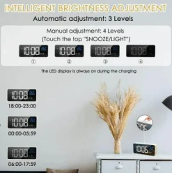 * Abcrital Reveil Numerique Led, Reveil Numerique Horloge De Bureau Miroir Reveil De Voyage Rechargeable Usb Avec 2 Alarmes/Snooze/Temperature><noscript><img width=