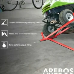 * Arebos Leve-Tondeuse Tracteur-Tondeuse Dispositif De Levage Cric | 450 Kg | Angle D'Inclinaison A Environ 45 | Rouge | Stable Et Solide Rouge> Accessoire Pour Tondeuse Et Autoportée