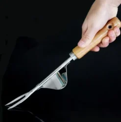 * Asupermall Manuel Bois Fourchette Sarclage En Acier Inoxydable Poignee Creuser Outil De Suppression De Transplantation Racine Outil><noscript><img width=