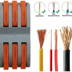 * Bearsu Bornes De Connexion Automatique, Rapide Connecteur De Fil De Cable, Connecteur A Ecrou A Levier, Assortiment De Conducteurs Connecteurs De Fils Compacts Spl-3 (Paquet De 12)><noscript><img width=