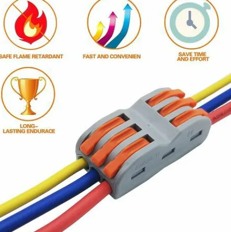 * Bearsu Bornes De Connexion Automatique, Rapide Connecteur De Fil De Cable, Connecteur A Ecrou A Levier, Assortiment De Conducteurs Connecteurs De Fils Compacts Spl-3 (Paquet De 12)> Accessoire Pour Tondeuse Et Autoportée