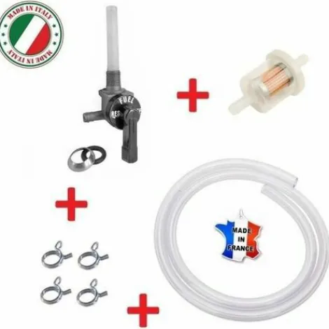* Cyclingcolors Kit Essence Universel : Robinet M10 X 100 Coude Mbk 51 + Durite + Filtre + Collier Mobylette> Accessoire Pour Tondeuse Et Autoportée