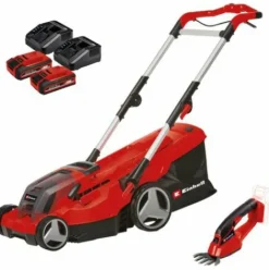 * Einhell Tondeuse A Gazon Sans Fil Ge-Cm 36/37 Li + Cisaille A Gazon Sans Fil Ge-Cg 18/1 Li Power X-Change (18 V, Largeur De Coupe 37 Cm) Livre Avec 2 Batteries 3,0 Ah Et 2 Chargeurs)> Tondeuse À Batterie