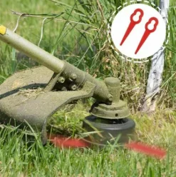 * Hklffja Lames De Tondeuse A Gazon 100 Pieces Lames De Tondeuse En Plastique Accessoires De Jardin Lames De Coupe Lames De Rechange Pour Tondeuse A Gazon Lame De Coupe-Herbe Outils (Rouge)><noscript><img width=