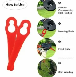 * Hklffja 120Pcs Lames En Plastique De Rechange Pour Coupe Bordure Lame De Tondeuse A Gazon Lames Pour Debroussailleuse Sans Fil Lames De Coupe De Remplacement Pour Jardin Pelouse (Vert)><noscript><img width=