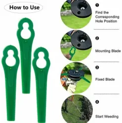 * Hklffja 120Pcs Lames En Plastique De Rechange Pour Coupe Bordure Lame De Tondeuse A Gazon Lames Pour Debroussailleuse Sans Fil Lames De Coupe De Remplacement Pour Jardin Pelouse (Vert)><noscript><img width=