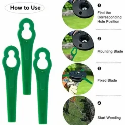 * Hklffja 120Pcs Lames En Plastique De Rechange Pour Coupe Bordure Lame De Tondeuse A Gazon Lames Pour Debroussailleuse Sans Fil Lames De Coupe De Remplacement Pour Jardin Pelouse (Vert)><noscript><img width=
