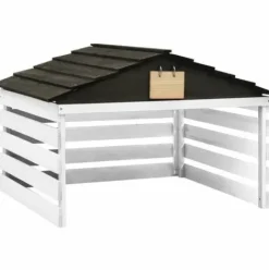 * Inlife Garage De Tondeuse A Gazon Noir Et Blanc 78X74X54 Cm Sapin> Accessoire Pour Tondeuse Et Autoportée