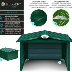 * Kesser Toit A Deux Versants De Garage Pour Tondeuse | Toiture | Carport | Abri En Metal Pour Tondeuse A Gazon, Robot A Gazon, Tondeuse Automatique De Jardin | Resistant Aux Intemperies | Garage Pour Tondeuse Robot Avec Materiel De Montage, Vert> Accessoire Pour Tondeuse Et Autoportée