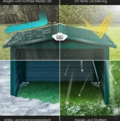 * Kesser Toit A Deux Versants De Garage Pour Tondeuse | Toiture | Carport | Abri En Metal Pour Tondeuse A Gazon, Robot A Gazon, Tondeuse Automatique De Jardin | Resistant Aux Intemperies | Garage Pour Tondeuse Robot Avec Materiel De Montage, Vert><noscript><img width=