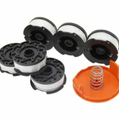 * Langray 6 Pieces De Bobines De Fil Pour Coupe-Bordures Black Et Decker Trimmer (Lignes En Nylon De 9,1 M De Longueur ?1,65 Mm Avec Couvercle De Bobine Et Ressort)> Accessoire Pour Tondeuse Et Autoportée