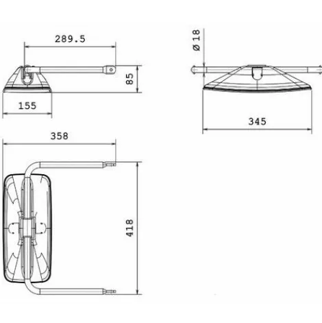 * Lem Select Retroviseur Cote Gauche 354 X 169 Mm Adaptable Deutz> Accessoire Pour Tondeuse Et Autoportée