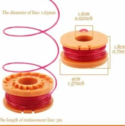 * Ocxin Bobines De Fil De Tondeuse A Gazon Pour Worx Wa0004.1 (Longueur 3M Diametre 1.65Mm) Bobines De Fil En Nylon Coupe-Fil Wa0010 Tous 20V (Worx Wa0004.1, 4 Pieces)><noscript><img width=