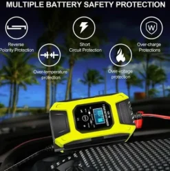 * Osqi Chargeur De Batterie Intelligent 7A/12V Chargeur De Moto Rapide Portable Avec Mode De Reparation De Protection D'Affichage Lcd Pour Voiture Moto Auto Jaune><noscript><img width=