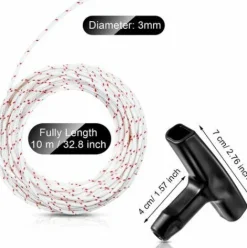 * Ousudela Corde De Demarrage De 10 M 3 Mm Avec 3 Poignees Pour Tondeuse A Gazon, Tronconneuse, Debroussailleuse, Pieces De Moteur> Accessoire Pour Tondeuse Et Autoportée