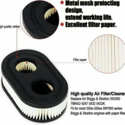 * 2Pcs Cartouche De Nettoyage De Filtre A Air Compatible ,Betterlife Avec Briggs&Stratton 798452 593260 4247 5432 5432K Stens102-851 Moteur Lawnmower><noscript><img width=