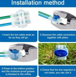 * Tinor 20 Pieces Connecteurs De Cable Remplis Des Resines Connecteur Etanche 3 Trous Avec Pince Auto-Denudante Abs Isole Pour Les Tondeuses A Gazon Robotisees D'Exterieur, Les Jardins><noscript><img width=