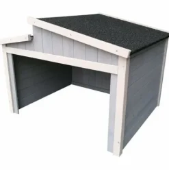 * Wiltec Garage Pour Robot-Tondeuse Toit Gradin Bois Massif Abri Carport Gris 60,5X73X66,5Cm> Accessoire Pour Tondeuse Et Autoportée